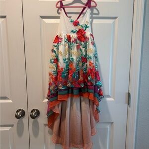 Elegant Pink and Blue Halter Tiered Formal Dress